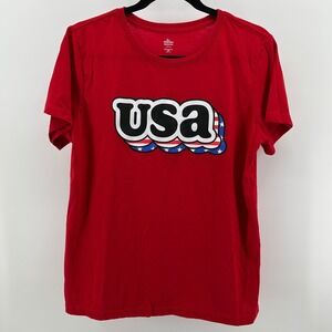 Way to Celebrate Red USA Patriotic Graphic T-Shirt L 12/14 Festive Americana